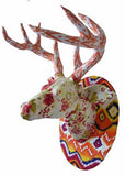 Animal Head DEER Paper Mache- Wrapped in Fabric